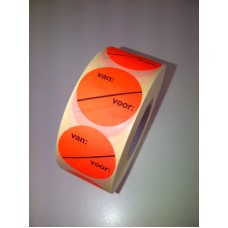 Prijssticker Ø35mm fluor rood Van/Voor 500/rol Td27501492